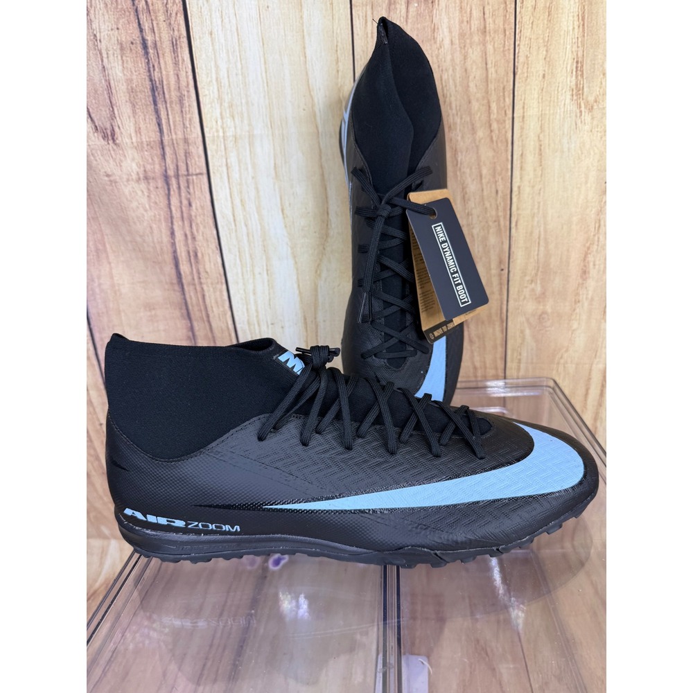 Nike Air Zoom Mercurial Black Blue Turf Soccer Cleats Dynamic Fit DJ5621-040